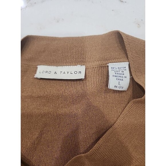Lord & Taylor Womens Brown Long Sleeve V-Neck Pullover Sweater Large - Picture 5 of 6